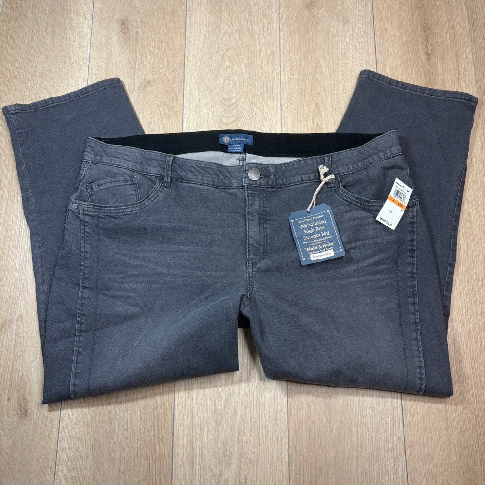 Democracy Ab-solution High Rise Straight Leg Jeans Grey 24W Luxe Touch Premium